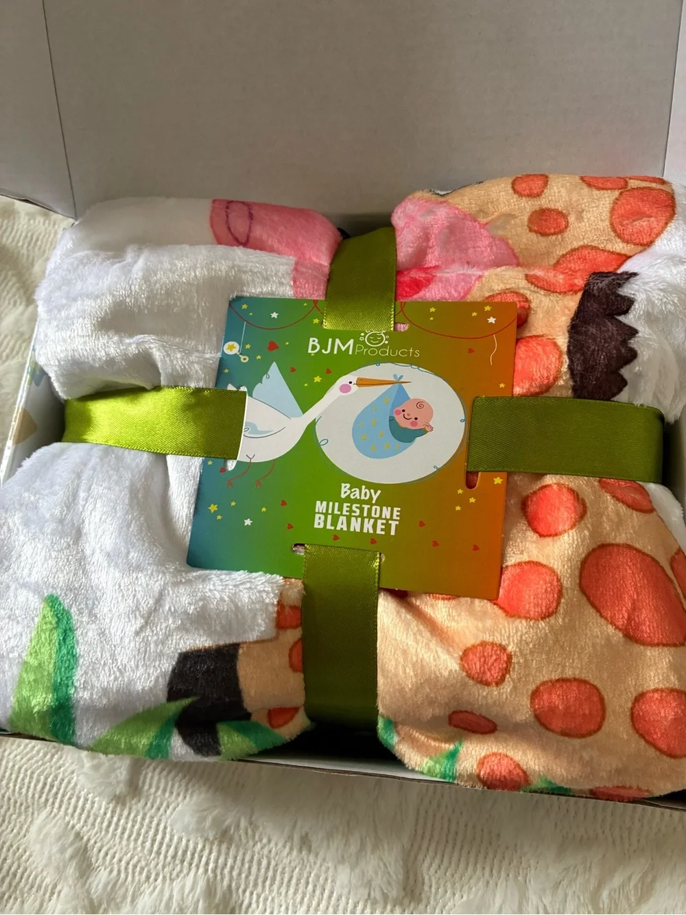 BJM Baby Milestone Blanket - Pink & Cream Kids Pajamas Blanket